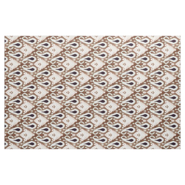 Light Seafoam Green Dark Brown Ikat Tribal Pattern Fabric (Fat Quarter)