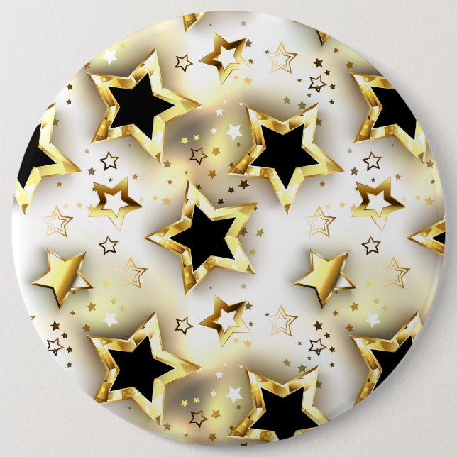 Light seamless with gold stars 6 inch round button (Front)