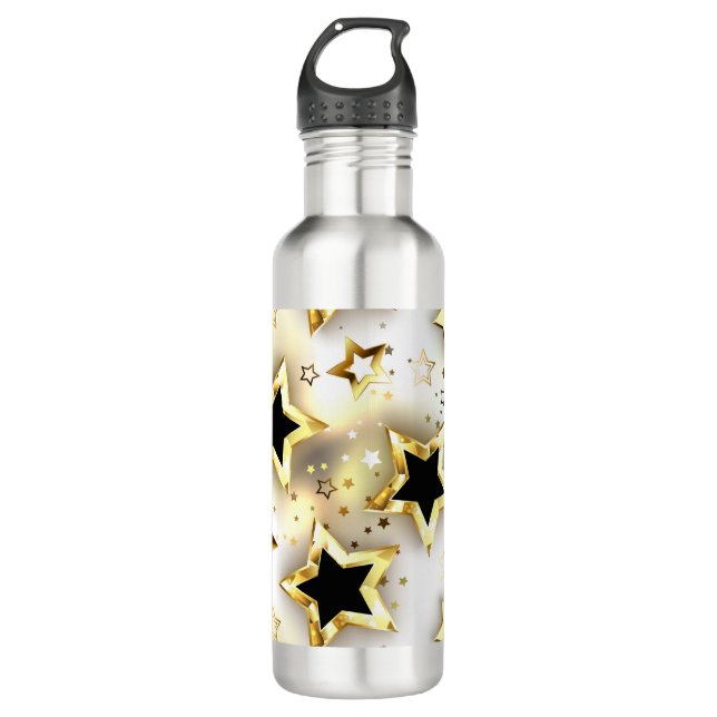 Light seamless with gold stars 710 ml water bottle (Front)