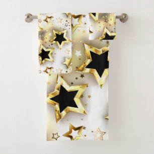 Light seamless with gold stars bath towel set
