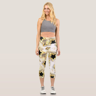 Light seamless with gold stars capri leggings