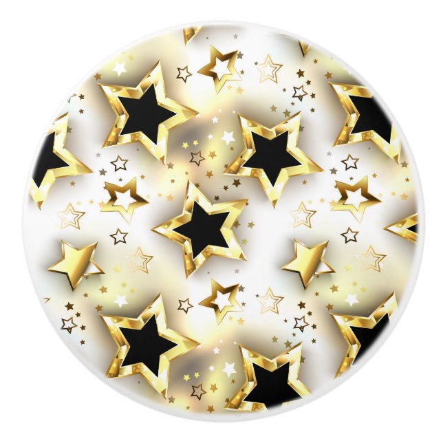 Light seamless with gold stars ceramic knob (Front)