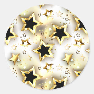 Light seamless with gold stars classic round sticker
