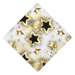Light seamless with gold stars graduation cap topper