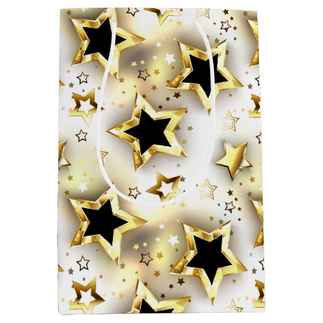 Light seamless with gold stars medium gift bag (Front)