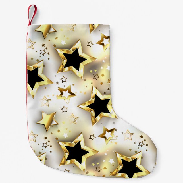 Light seamless with gold stars small christmas stocking (Front)