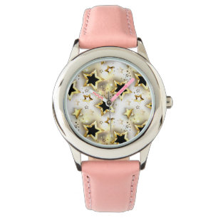 Light seamless with gold stars watch