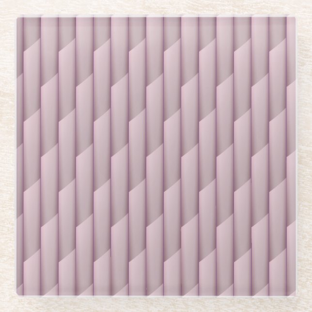 Light Shades of Purple Geometric Abstract Stripes Glass Coaster (Front)