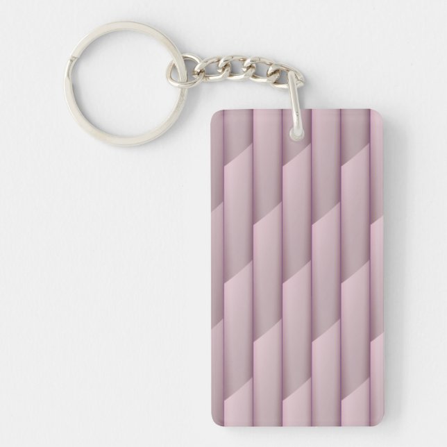 Light Shades of Purple Geometric Abstract Stripes Keychain (Front)