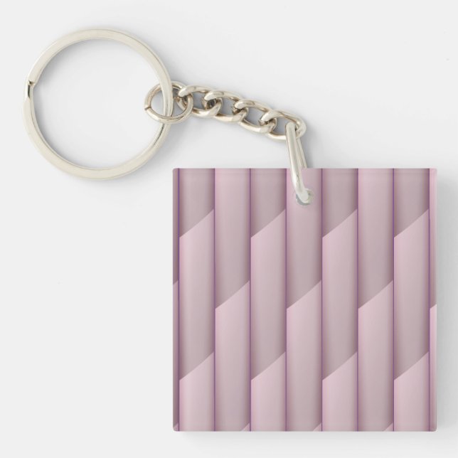 Light Shades of Purple Geometric Abstract Stripes Keychain (Front)