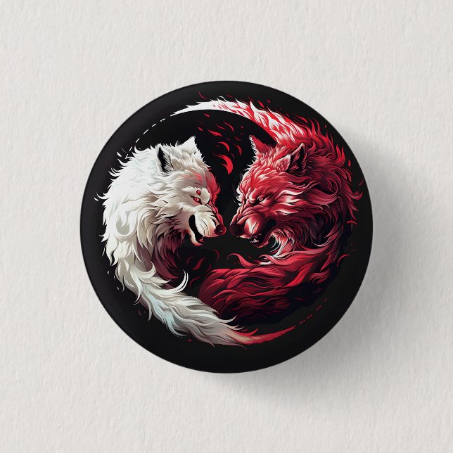 Light Shadow Wolf Spirit Animal Fantasy 1 Inch Round Button (Front)