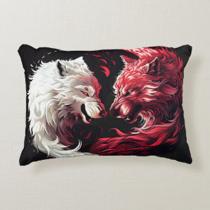 Light Shadow Wolf Spirit Animal Fantasy Accent Pillow