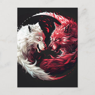 Light Shadow Wolf Spirit Animal Fantasy Announcement Postcard
