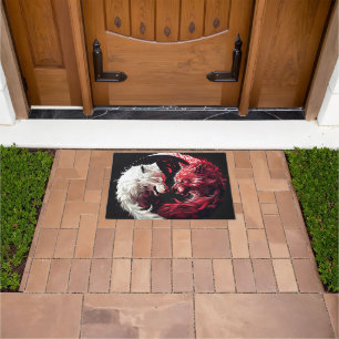 Light Shadow Wolf Spirit Animal Fantasy Doormat