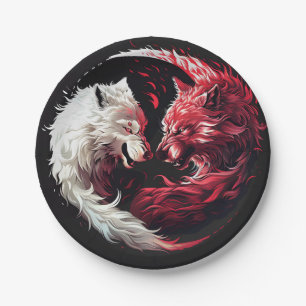 Light Shadow Wolf Spirit Animal Fantasy Paper Plate