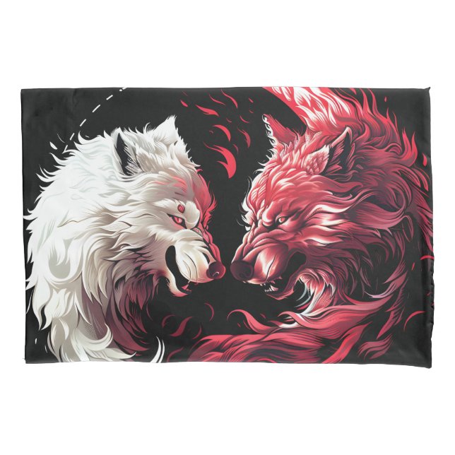 Light Shadow Wolf Spirit Animal Fantasy Pillowcase (Front)