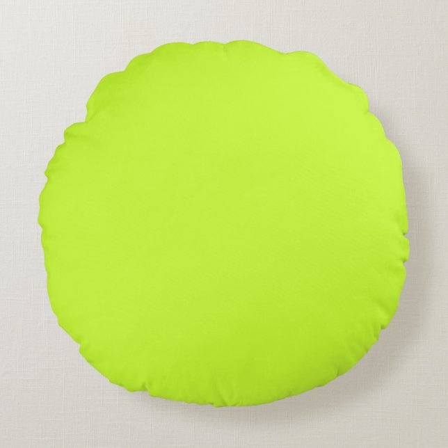 Light Sherbert Leaf Green solid plain colour Custo Round Pillow (Front)