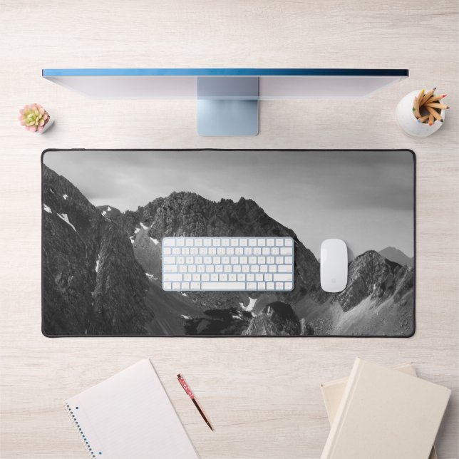 Light shining on majestic mountains desk mat (Office 1)