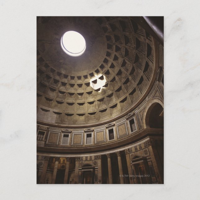 Light shining through oculus in The Pantheon in Postcard (Front)