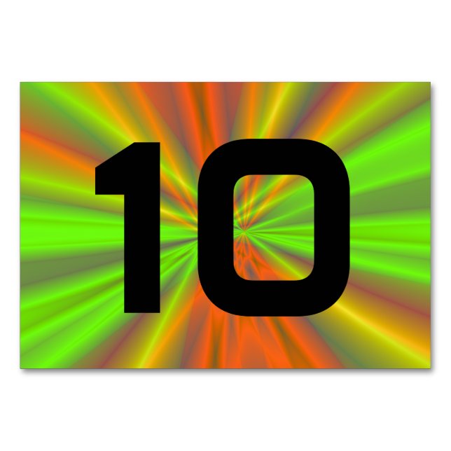 Light Show Fractal Art Numbered Table Number (Front)