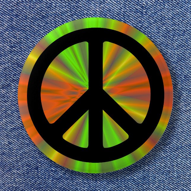 Light Show with Peace Sign 2 Inch Round Button (Light Show with Peace Sign Button)