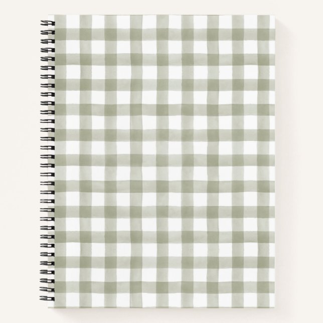 Light Silver Green English Country Check Plaid Notebook (Front)