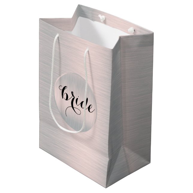 Light Silver-grey brushed aluminum Medium Gift Bag (Front Angled)