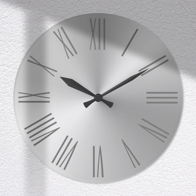 Light Silver Ombre Foil Roman Numerals Large Clock (Creator Uploaded)
