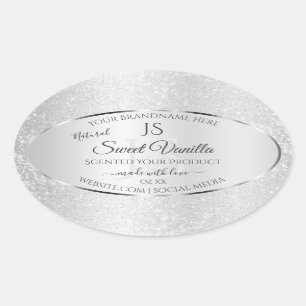 Light Silver Soft Glitter Product Labels Monogram