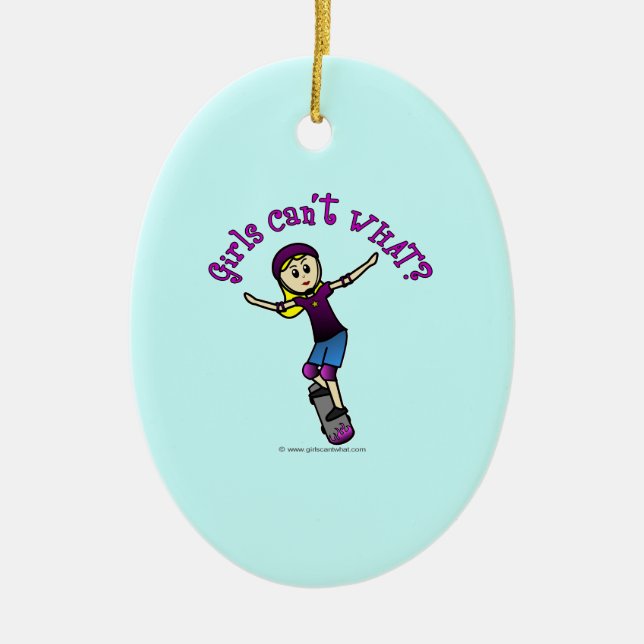 Light Skater with Helmet Ceramic Ornament (Front)