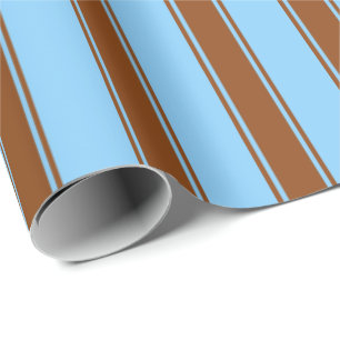 Light Sky Blue and Brown Stripes Pattern Wrapping Paper
