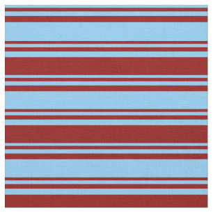 Light Sky Blue and Dark Red Coloured Stripes Fabric