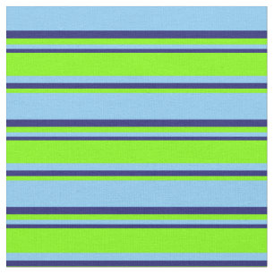 Light Sky Blue, Chartreuse & Midnight Blue Lines Fabric