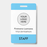 Light Sky Blue Company Logo Employee Name Badge