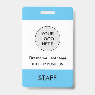 Light Sky Blue Company Logo Employee Name Badge