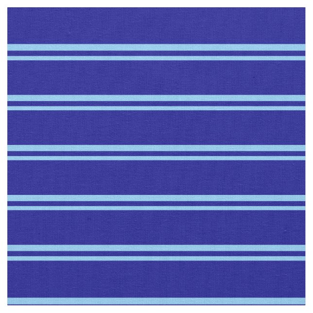 Light Sky Blue & Dark Blue Coloured Lines Pattern Fabric (Close Up)