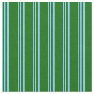 Light Sky Blue & Dark Green Lines/Stripes Pattern Fabric