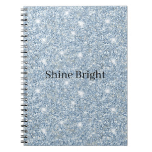 Light Sky Blue Glitter Birthday Notebook