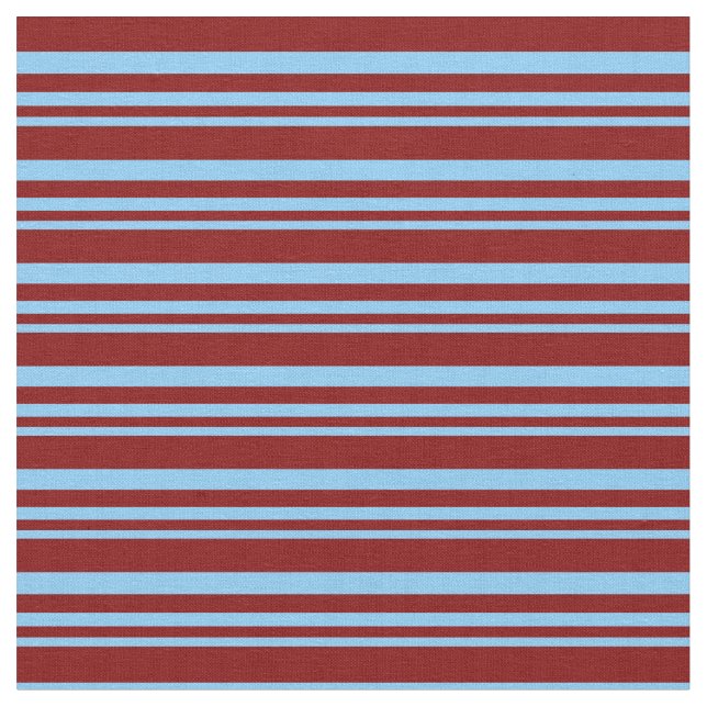 Light Sky Blue & Maroon Stripes/Lines Pattern Fabric (Close Up)