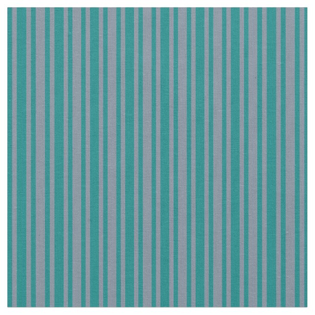 Light Slate Grey and Teal Stripes Pattern Fabric (Close Up)