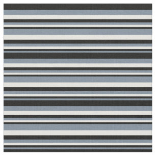 Light Slate Grey, Black & White Lines Fabric
