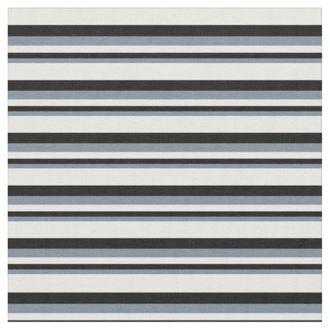 Light Slate Grey, Black & White Stripes Fabric (Close Up)
