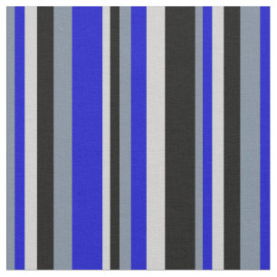 Light Slate Grey, Blue, Light Grey & Black Lines Fabric