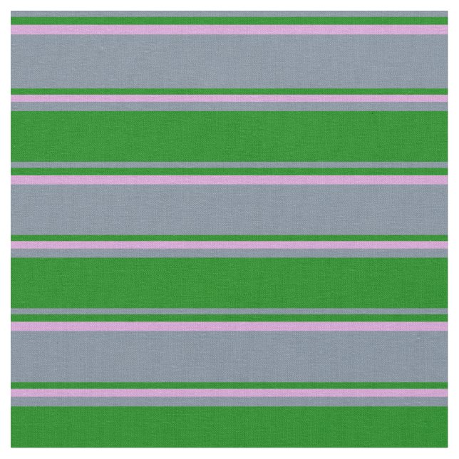 Light Slate Grey, Green, and Plum Coloured Pattern Fabric (Close Up)