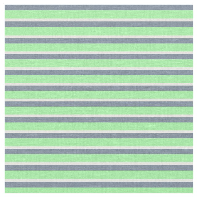 Light Slate Grey, Green & White Coloured Lines Fabric (Close Up)