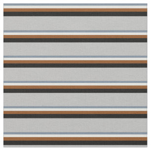 Light Slate Grey, Light Cyan, Brown, Black & Grey Fabric