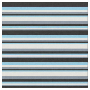 Light Slate Grey, Mint Cream, Sky Blue & Black Fabric