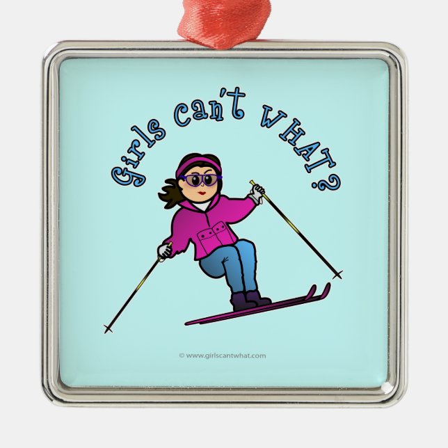 Light Snow Skier Metal Ornament (Front)