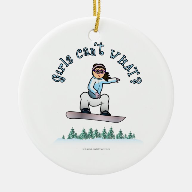Light Snowboarder Ceramic Ornament (Front)