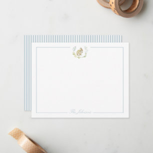 Light Soft Blue with Bunny Personalized Stationery Card